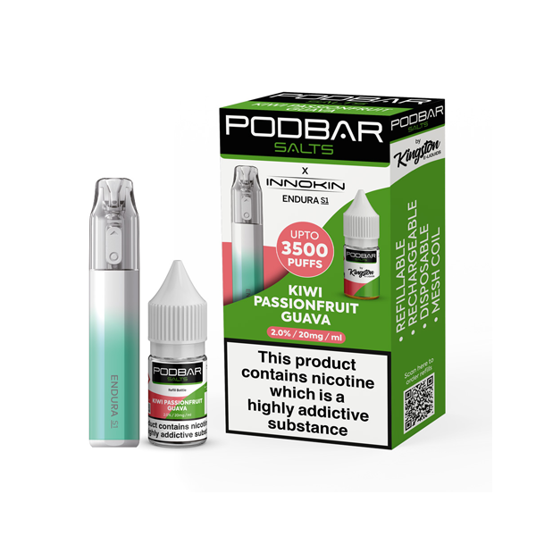 10mg Podbar Salts by Kingston x Innokin Endura S1 Disposable Vape Kit 3500 Puffs