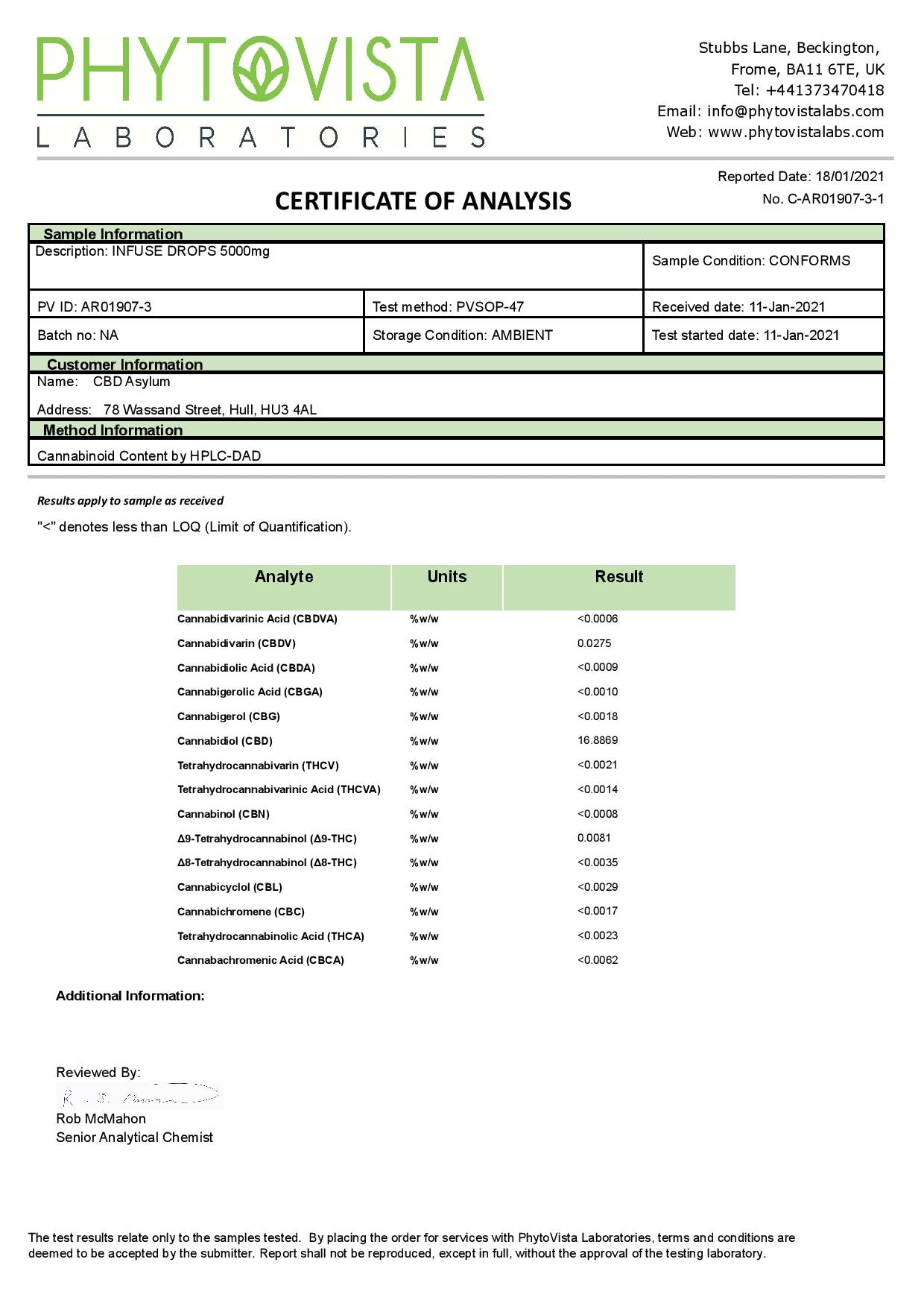 CBD Asylum Infuse 5000mg CBD Cola Oil - 30ml