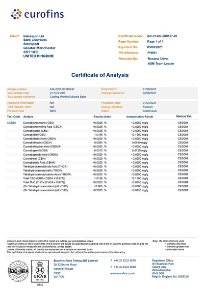Naturecan 1000mg CBD Cooling Menthol Muscle Balm - 100ml