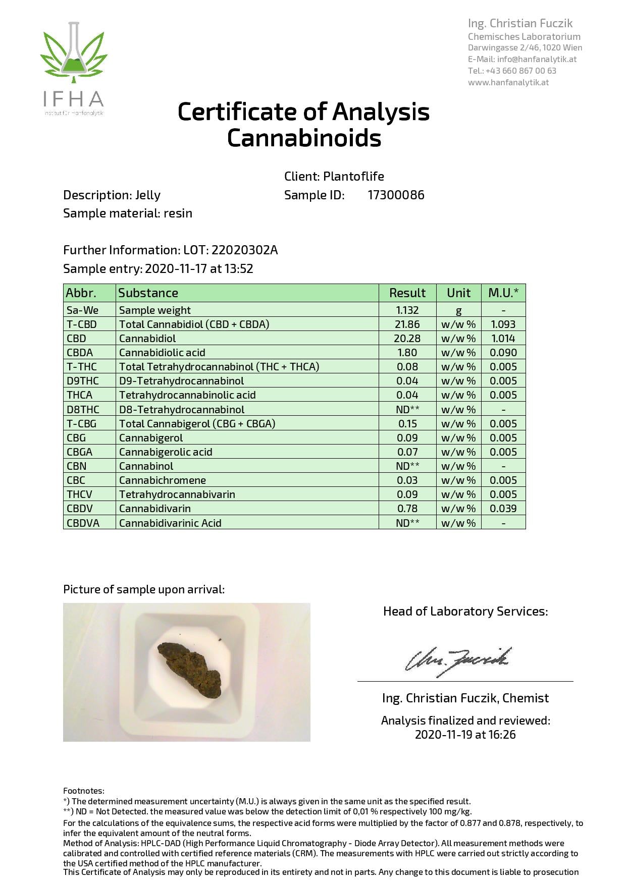 Plant Of Life Strains Jelly 22% CBD 1g - OG Kush